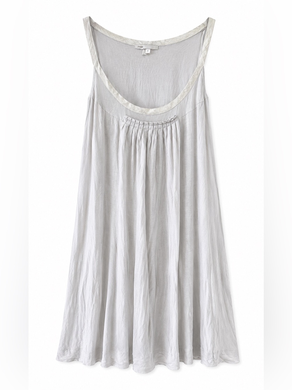 Maje Vintage Y2K Light Grey Lurex Pleated French Mini Dress S